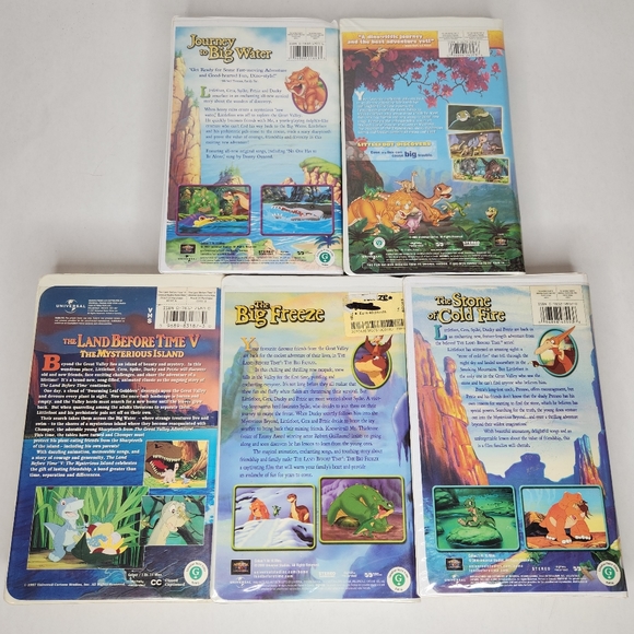 The Land Before Time Lot of 5 VHS Tapes 90s Vintage - Picture 2 of 2